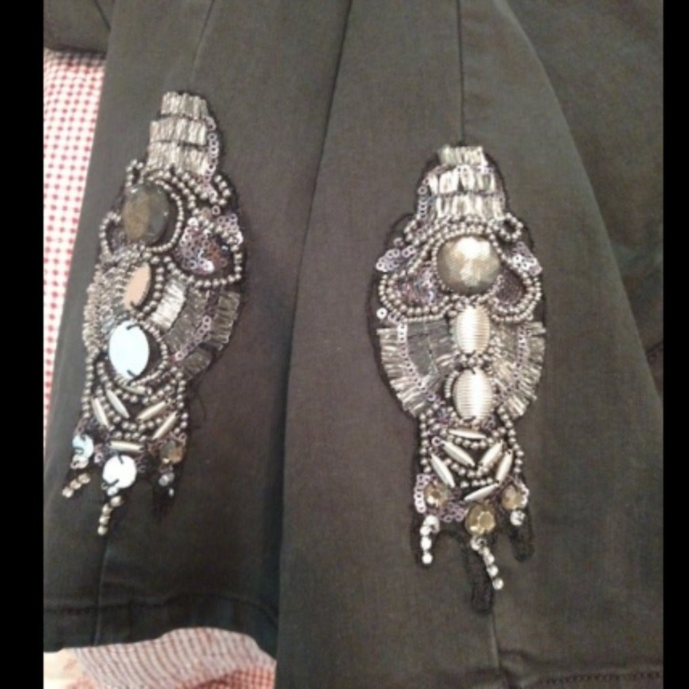 Soft Surroundings Black Jeweled Pull On Pant Jeans